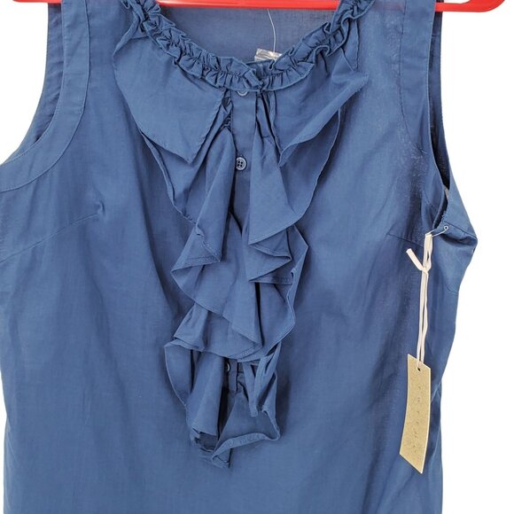 Tweeds Sleeveless Top Ruffled Front Women's Size Medium Blue New - Picture 3 of 7